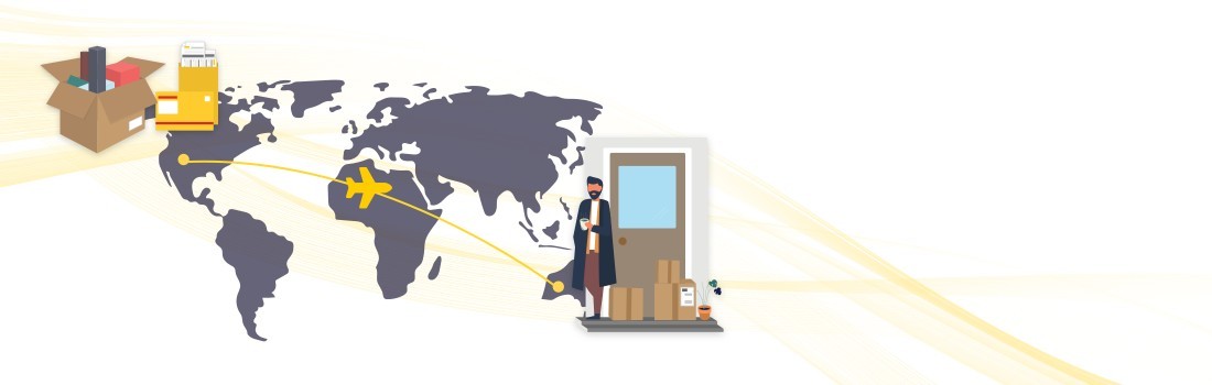 A package in transit from origin to destination